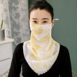 New Sunscreen Mask Neck Protection Full Covering Chiffon Triangle Silk Scarf Outdoor Riding