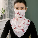 New Sunscreen Mask Neck Protection Full Covering Chiffon Triangle Silk Scarf Outdoor Riding