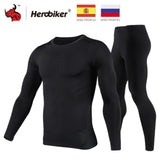 HEROBIKER Motorcycle Thermal Underwear Set Men's Motorcycle Skiing Winter Warm Base Layers Tight Long Johns Tops & Pants Set