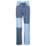 Streetwear Women's Bodycon Jeans woman Fashion Patchwork Harajuku Aesthetic Pants Jeans for women High Waisted Denim 90s Jeans