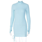 Knitted Long Sleeve Turtleneck Women Sexy Mini Dress Fashion Sweater Dress Popular Tight Dresses Korean Vestidos Clothing Female