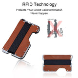 RFID Blocking Genuine Leather Credit Card Holder Men Fashion Aluminum Metal Creditcard Slim Minimalist Wallet Cardholder Case