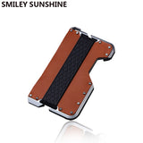 RFID Blocking Genuine Leather Credit Card Holder Men Fashion Aluminum Metal Creditcard Slim Minimalist Wallet Cardholder Case