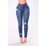 High Waist push up denim jeans Women Slim fit calca jeans ladies Ripped elastic skinny jeans Sexy Hole vintage boyfriend jeans