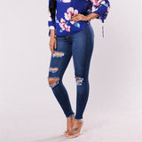 High Waist push up denim jeans Women Slim fit calca jeans ladies Ripped elastic skinny jeans Sexy Hole vintage boyfriend jeans