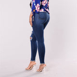 High Waist push up denim jeans Women Slim fit calca jeans ladies Ripped elastic skinny jeans Sexy Hole vintage boyfriend jeans