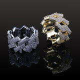 Hip Hop Iced Out Personalized Ring Mens Prong Setting Gold Silver Color Jewerly Bling Cubic Zirconia Ring Charm Jewelry