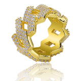 Hip Hop Iced Out Personalized Ring Mens Prong Setting Gold Silver Color Jewerly Bling Cubic Zirconia Ring Charm Jewelry