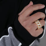 Hip Hop Iced Out Personalized Ring Mens Prong Setting Gold Silver Color Jewerly Bling Cubic Zirconia Ring Charm Jewelry