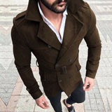 Hirigin Men Winter Wool Trench Coat Reefer Jacket Solid Double Breasted Peacoat Formal Overcoat Parka