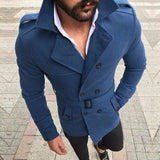 Hirigin Men Winter Wool Trench Coat Reefer Jacket Solid Double Breasted Peacoat Formal Overcoat Parka