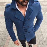 Hirigin Men Winter Wool Trench Coat Reefer Jacket Solid Double Breasted Peacoat Formal Overcoat Parka