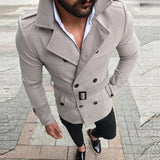 Hirigin Men Winter Wool Trench Coat Reefer Jacket Solid Double Breasted Peacoat Formal Overcoat Parka