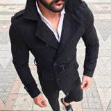 Hirigin Men Winter Wool Trench Coat Reefer Jacket Solid Double Breasted Peacoat Formal Overcoat Parka