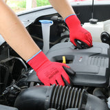 Hot Sale GMG CE Certificated EN388 Red Polyester Black PU Work Safety Gloves Mechanic Working Gloves - app80