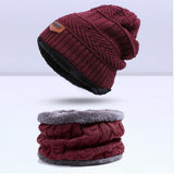 IWINTER Fashion Men Warm Winter Hat Scarf Soft Knitted Hat Scarf Set Skullies Beanies Winter Hat For Women Unisex Knitted Caps