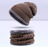 IWINTER Fashion Men Warm Winter Hat Scarf Soft Knitted Hat Scarf Set Skullies Beanies Winter Hat For Women Unisex Knitted Caps