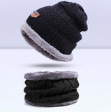 IWINTER Fashion Men Warm Winter Hat Scarf Soft Knitted Hat Scarf Set Skullies Beanies Winter Hat For Women Unisex Knitted Caps