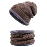 IWINTER Fashion Men Warm Winter Hat Scarf Soft Knitted Hat Scarf Set Skullies Beanies Winter Hat For Women Unisex Knitted Caps