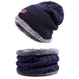 IWINTER Fashion Men Warm Winter Hat Scarf Soft Knitted Hat Scarf Set Skullies Beanies Winter Hat For Women Unisex Knitted Caps