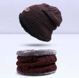 IWINTER Fashion Men Warm Winter Hat Scarf Soft Knitted Hat Scarf Set Skullies Beanies Winter Hat For Women Unisex Knitted Caps