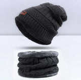 IWINTER Fashion Men Warm Winter Hat Scarf Soft Knitted Hat Scarf Set Skullies Beanies Winter Hat For Women Unisex Knitted Caps