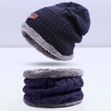 IWINTER Fashion Men Warm Winter Hat Scarf Soft Knitted Hat Scarf Set Skullies Beanies Winter Hat For Women Unisex Knitted Caps