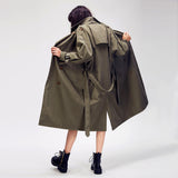 JAZZEVAR 2019 Autumn New Women's Casual trench coat oversize Double Breasted Vintage Washed Outwear Loose Clothing - app80