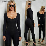 Jumpsuits for Women 2019 Sexy Black Long Sleeve Women Jumpsuit White Green Rompers Womens Jumpsuit Long Pants Solid Colors