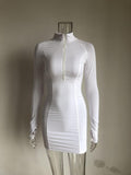 KGFIGU Long sleeve bodycon dress for Women With Zipper Casual cotton Mini Vestidos Womens Clothing Out-going Dresses