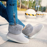 LALA IKAI Women Winter Snow Boots Outdoor fur Keep Warm Shoes Female Flock Slip-on Woolen Boots Solid Casual Boots XWA5993-4