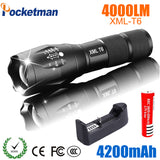 LED Rechargeable Flashlight Pocketman XML T6 linterna torch 4000 lumens 18650 Battery Outdoor Camping Powerful Led Flashlight