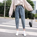 dasda  LIBERJOG Woman Jeans Velvet Thickening Harem Pants Loose Mid Waist Wide Leg Ankle Length Winter Thin Pants