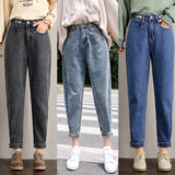 dasda  LIBERJOG Woman Jeans Velvet Thickening Harem Pants Loose Mid Waist Wide Leg Ankle Length Winter Thin Pants
