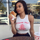 LVINMW knitting Print O Neck Off Shoulder Tank Top 2019 Summer Women Casual Slim Streetwear Crop Top Female Vacation Clothes Top - app80