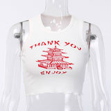 LVINMW knitting Print O Neck Off Shoulder Tank Top 2019 Summer Women Casual Slim Streetwear Crop Top Female Vacation Clothes Top - app80