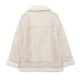 Ly Varey Lin New Women Lamb Fur Faux Leather Jacket Coat Turn Down Collar Winter Thick Warm Oversized Zipper With Belt Outerwear