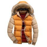 dasda  Men Down Jacket Winter New Male Casual Hooded Outwears Coat Warm Fur Parka Overcoat Men's Solid Thick Fleece Zipper Jackets 2019