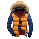 dasda  Men Down Jacket Winter New Male Casual Hooded Outwears Coat Warm Fur Parka Overcoat Men's Solid Thick Fleece Zipper Jackets 2019