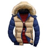 dasda  Men Down Jacket Winter New Male Casual Hooded Outwears Coat Warm Fur Parka Overcoat Men's Solid Thick Fleece Zipper Jackets 2019