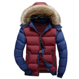 dasda  Men Down Jacket Winter New Male Casual Hooded Outwears Coat Warm Fur Parka Overcoat Men's Solid Thick Fleece Zipper Jackets 2019