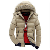 dasda  Men Down Jacket Winter New Male Casual Hooded Outwears Coat Warm Fur Parka Overcoat Men's Solid Thick Fleece Zipper Jackets 2019
