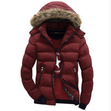 dasda  Men Down Jacket Winter New Male Casual Hooded Outwears Coat Warm Fur Parka Overcoat Men's Solid Thick Fleece Zipper Jackets 2019