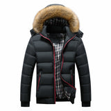 dasda  Men Down Jacket Winter New Male Casual Hooded Outwears Coat Warm Fur Parka Overcoat Men's Solid Thick Fleece Zipper Jackets 2019