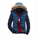 dasda  Men Down Jacket Winter New Male Casual Hooded Outwears Coat Warm Fur Parka Overcoat Men's Solid Thick Fleece Zipper Jackets 2019