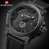 dasda  NAVIFORCE Top Luxury Brand Men Sports Military Quartz Watch Man Analog Date Clock Leather Strap Wristwatch Relogio Masculino