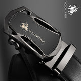 NO.ONEPAUL Brand Fashion Automatic Buckle Black Genuine Leather Belt Men's Belts Cow Leather Belts for Men 3.5cm Width WQE789