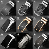 NO.ONEPAUL Brand Fashion Automatic Buckle Black Genuine Leather Belt Men's Belts Cow Leather Belts for Men 3.5cm Width WQE789