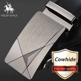 NO.ONEPAUL Brand Fashion Automatic Buckle Black Genuine Leather Belt Men's Belts Cow Leather Belts for Men 3.5cm Width WQE789