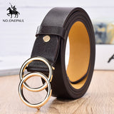 dasda  NO.ONEPAUL Designer's famous brand leatherhigh quality belt fashion alloy double ring circle buckle girl jeans dress wild belts